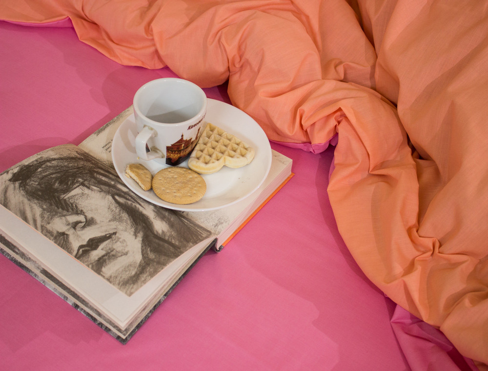 Полуторний набір однотонної постільної білизни 150*220 із Бязі "Gold" №15760AB Черешенька™