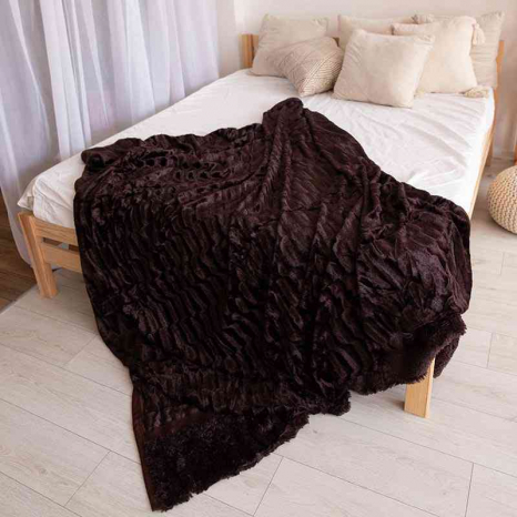 Двостороннє евро-максі покривало-плед "норка" (230*200) - коричневе