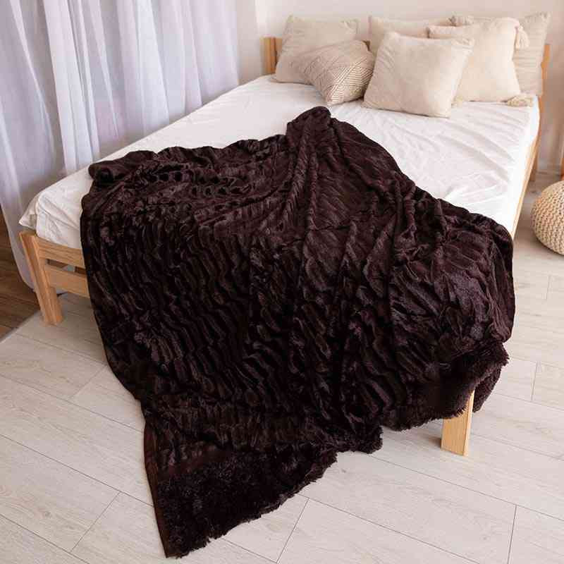 Двостороннє евро-максі покривало-плед "норка" (230*200) - коричневе