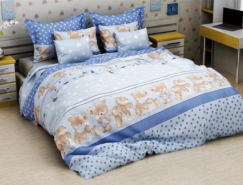 Тканина для постільної білизни Бязь "Gold" Lux дитяча GLB4010BLUE