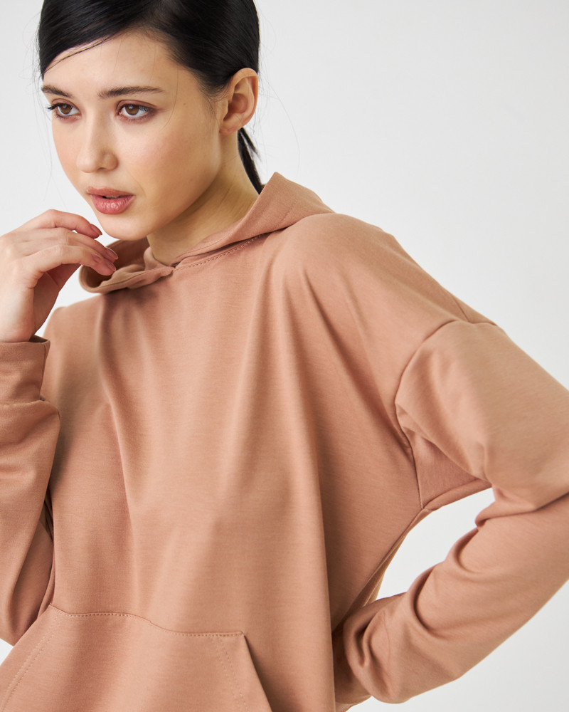 Женский спортивный костюм с капюшоном (Размер XL) бежевый №20222141