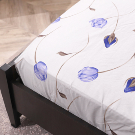 Простирадло на резинці (160*200*25) сіре з квітковим принтом №661197