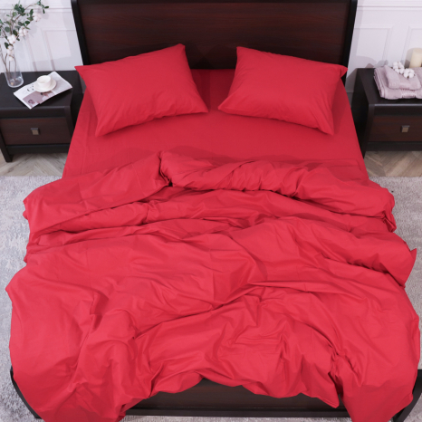 Двоспальний набір однотонної постільної білизни 180*220 із Бязі "Gold" №151069 Черешенька™