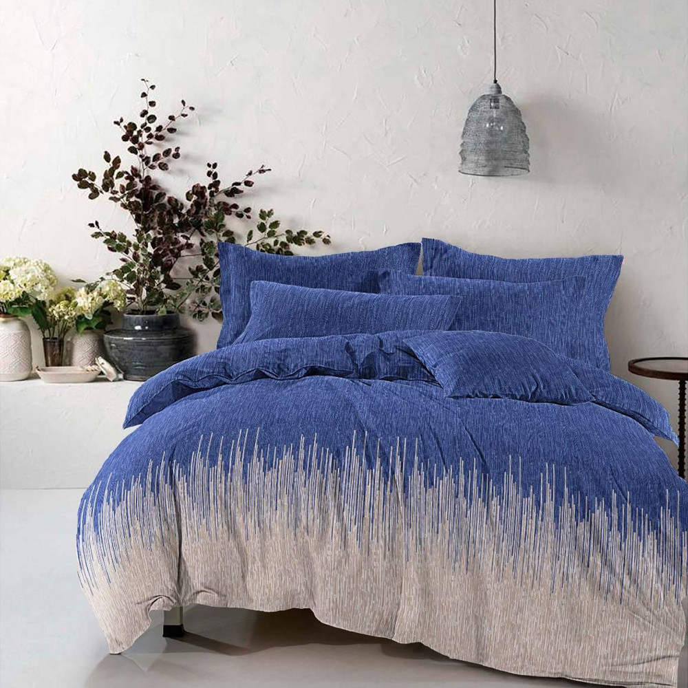 Ткань для постельного белья Бязь "Gold" Lux "Сердечный ритм (синий)" GL3877