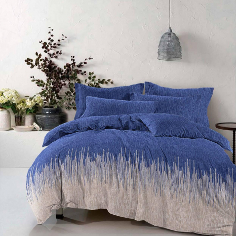 Ткань для постельного белья Бязь "Gold" Lux "Сердечный ритм (синий)" GL3877