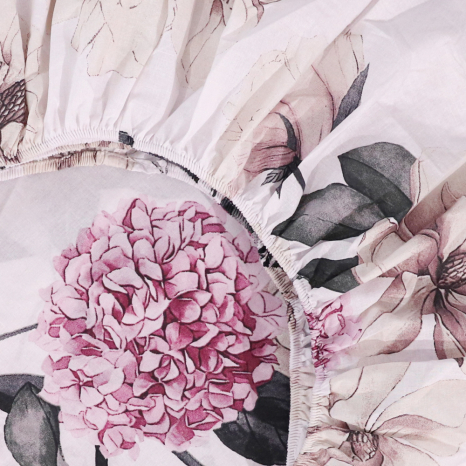 Простирадло на резинці (160*200*25) біла з квітковим принтом №668376