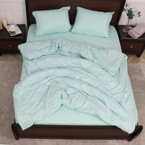 Двоспальний набір постільної білизни 180*220 із мікрофібри в смужку №2060016 Черешенка™