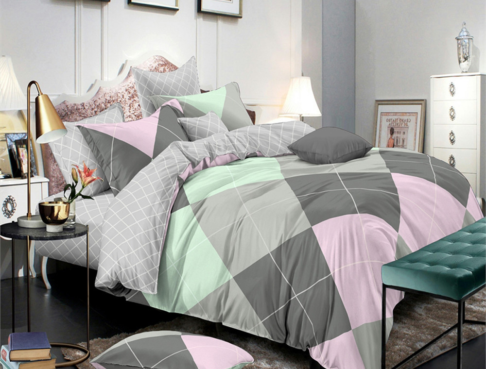 Семейный набор хлопкового постельного белья из Сатина №591AB Черешенка™