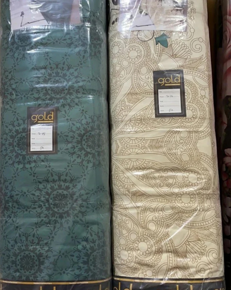 Ткань для постельного белья Бязь "Gold" Lux "Орнамент (изумрудный)" GL1023 (A+B) - (50м+50м)