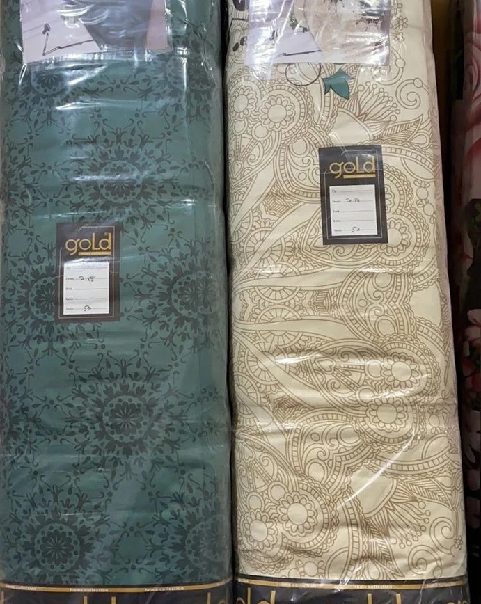 Ткань для постельного белья Бязь "Gold" Lux "Орнамент (изумрудный)" GL1023 (A+B) - (50м+50м)