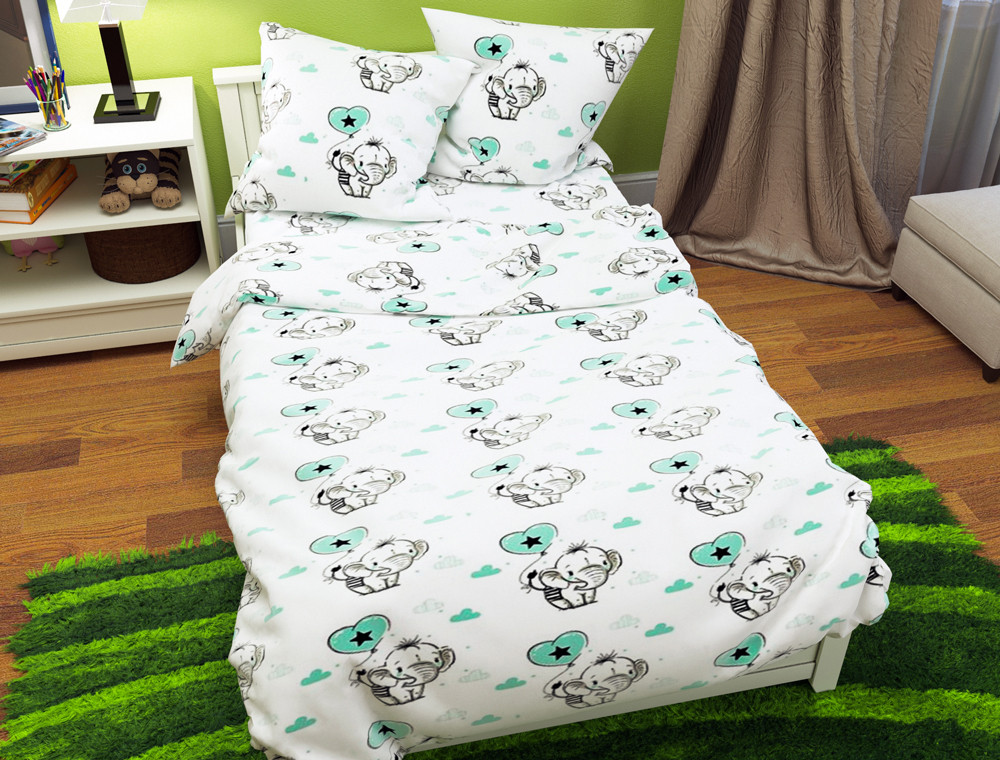 Ткань для постельного белья Бязь "Gold" Lux "Белые мишки" детская GLB152