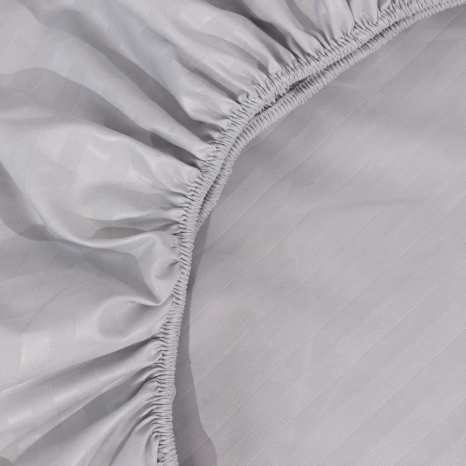 Простынь на резинке (90*200*25)  серая полоска №1113