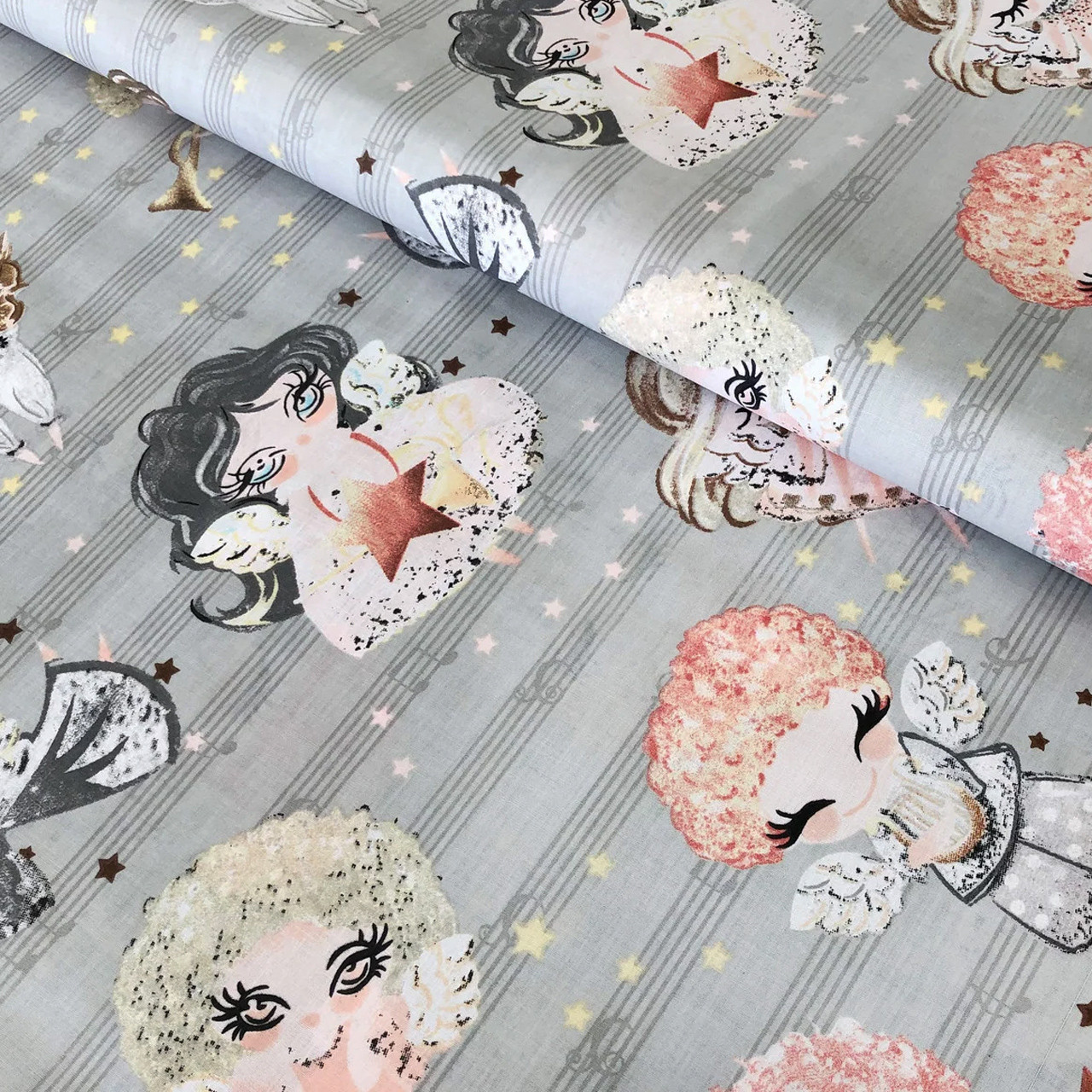 Тканина для постільної білизни Бязь "Gold" Lux дитяча "Ангелочки"GLB2092