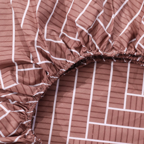 Простынь на резинке (140*200*25) коричневая геометрия №661707