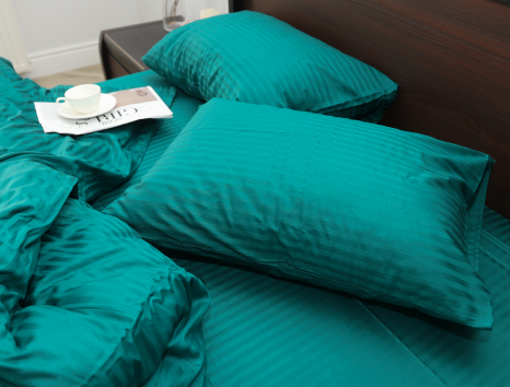 Двуспальный набор постельного белья 180*220 из Страйп Сатина №18-4728 Черешенка™