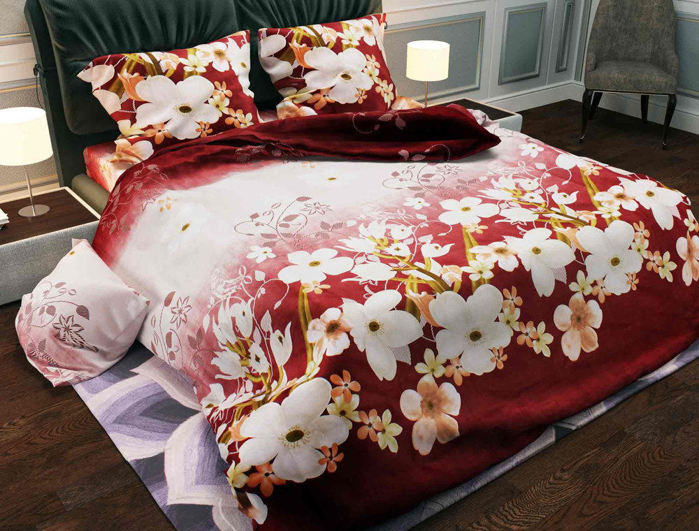 Ткань для постельного белья Бязь "Gold" Lux "Яркое цветочное ассорти" GL756