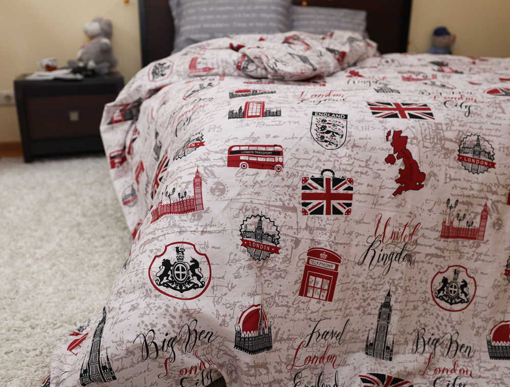 Двоспальний набір постільної білизни 180*220 із Сатину №022AB Черешенка™