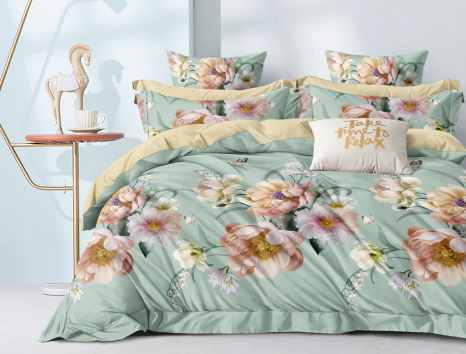 Євро-максі набір постільної білизни 200*220 із Сатину №44217AB Черешенка™