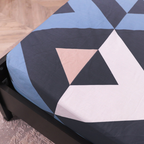 Простынь на резинке (160*200*25) синяя геометрия №663111