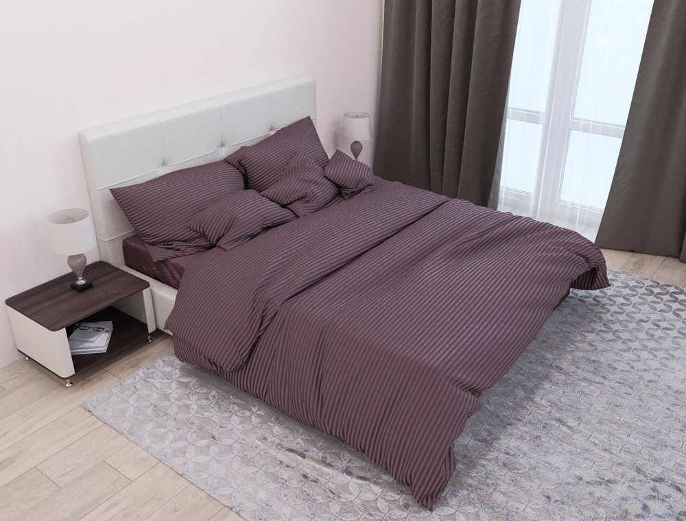 Тканина для постільної білизни Страйп-сатин ST220-brown (60м)