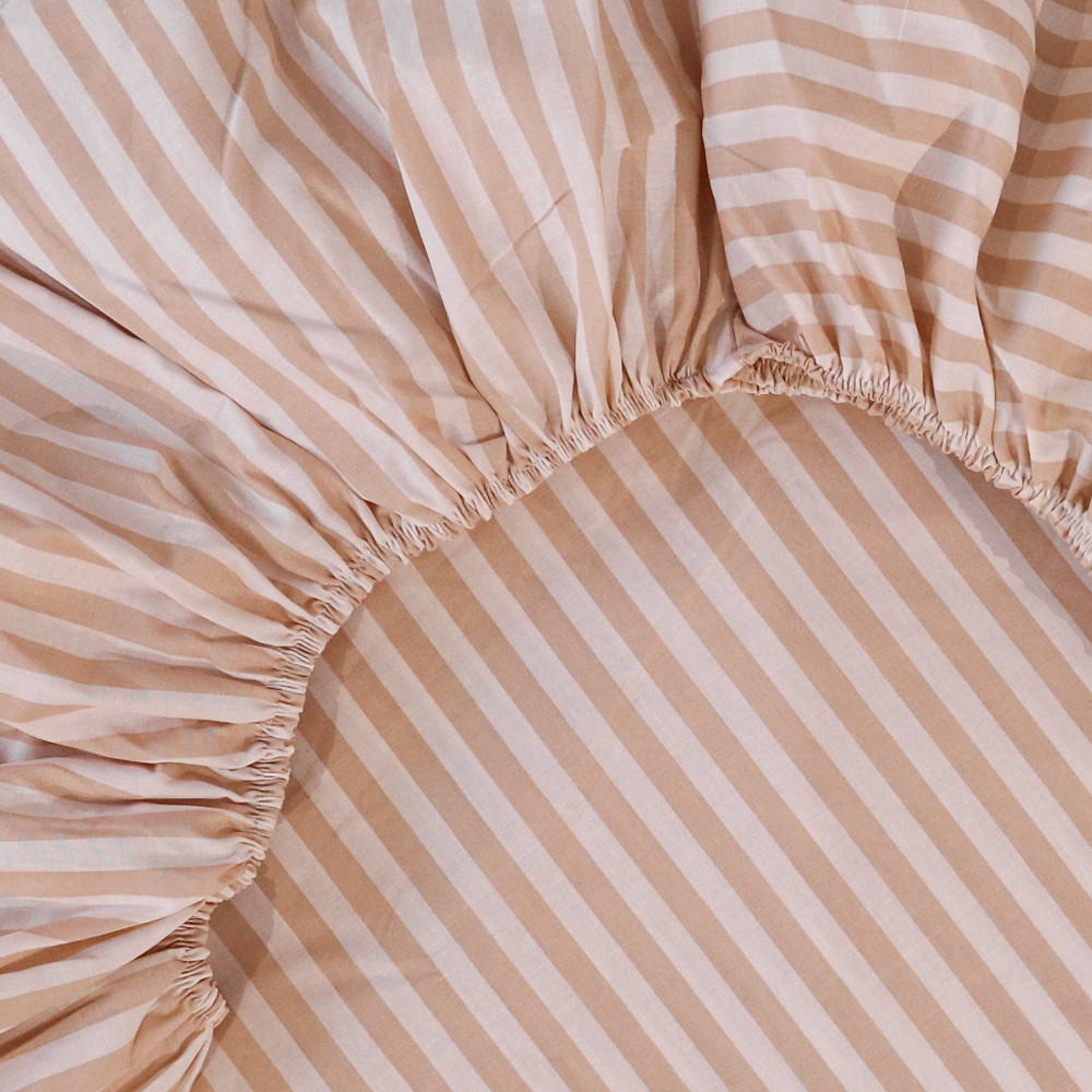 Простирадло на резинці (160*200*25) бежева смужка №661209