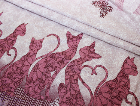 Ткань для постельного белья Бязь "Gold" Lux "Кружевные котики" GL1182