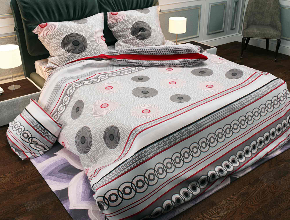 Ткань для постельного белья Бязь "Gold" Lux "Геометрический принт (серый)" GL737