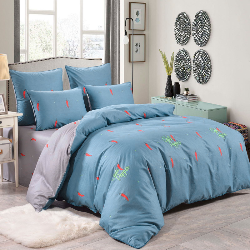 Тканина для постільної білизни Бязь "Gold" Lux "Чилі перець (блакитний)" GL1673 (B) - (50м)