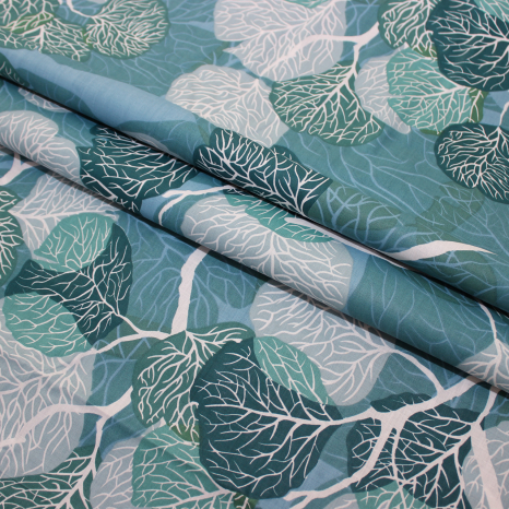 Тканина для постільної білизни Бязь "Gold" Lux "Квітковий абстрактний (бірюзовий)" GL1317 (A+B) - (50м+50м).