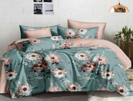 Семейный набор хлопкового постельного белья из Сатина №862AB Черешенка™