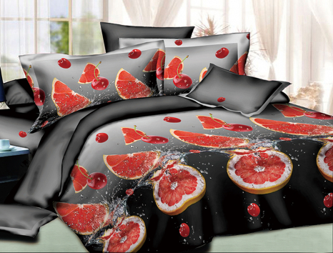 Полуторний набір постільної білизни 150*220 із Ранфорсу №18058 Черешенка™