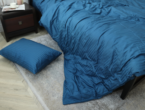 Євро-максі набір постільної білизни 200*220 зі Страйп Сатину №18-4032 Черешенка™