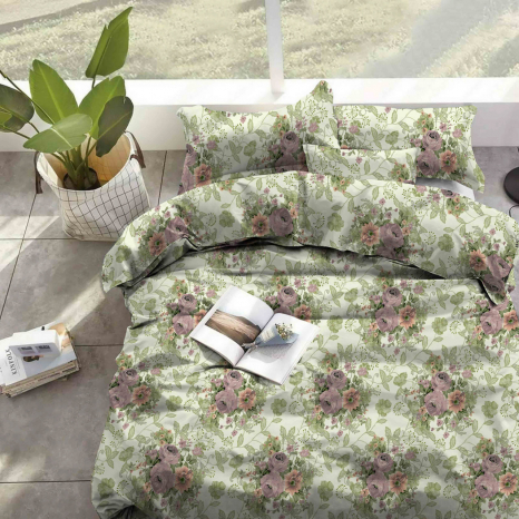 Тканина для постільної білизни Бязь "Gold" "Квітковий рай" GLL13307red