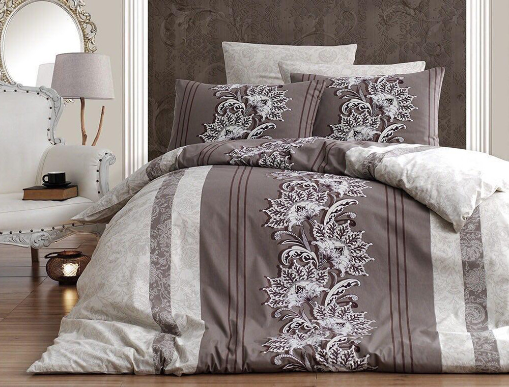 Полуторный набор постельного белья 160*220 из Ранфорса Nell Kahve First Choice™