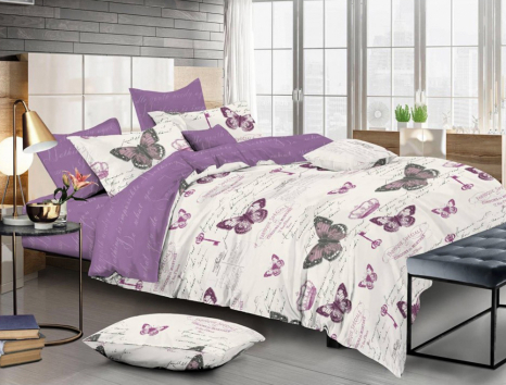Семейный набор хлопкового постельного белья из Сатина №118AB Черешенка™