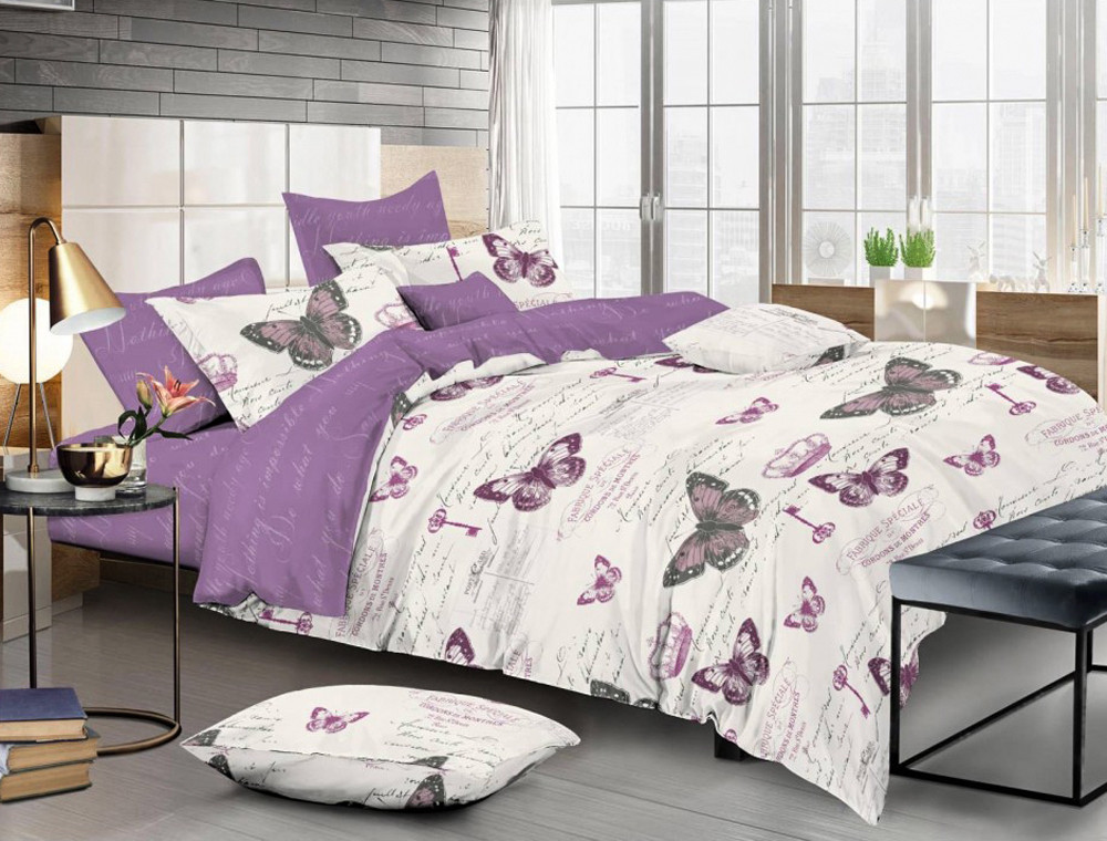 Семейный набор хлопкового постельного белья из Сатина №118AB Черешенка™