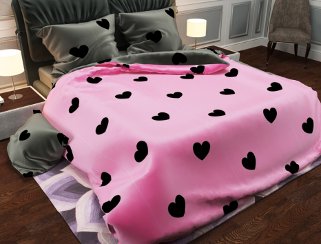 Тканина для постільної білизни Бязь "Gold" Lux "Серця" GL1202 (A+B) - (50м+50м)