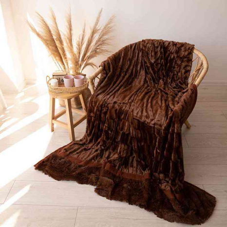 Двостороннє евро-максі покривало-плед "норка" (230*200) - коричневе