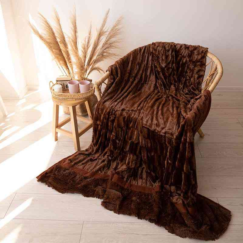 Двостороннє евро-максі покривало-плед "норка" (230*200) - коричневе