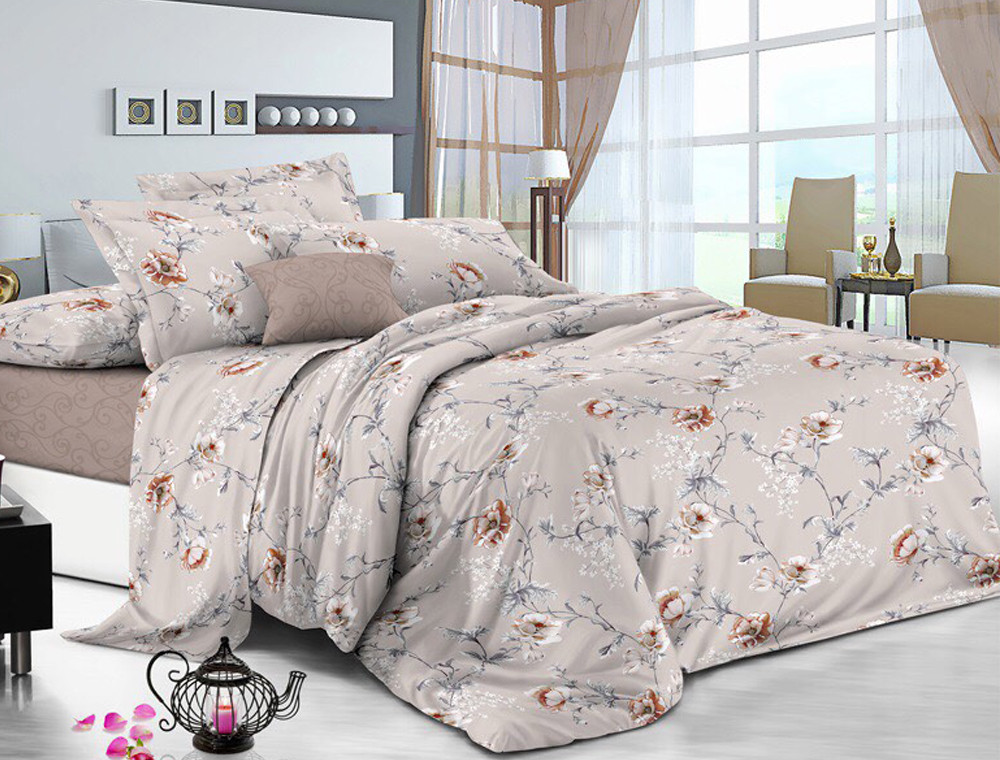 Семейный набор хлопкового постельного белья из Сатина №1930AB Черешенка™