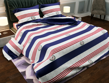 Тканина для постільної білизни Бязь "Gold" Lux "Чіткі лінії (синій)" GL2947