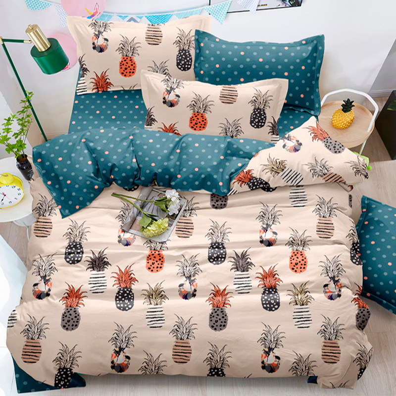 Семейный набор хлопкового постельного белья из Сатина №020AB Черешенка™