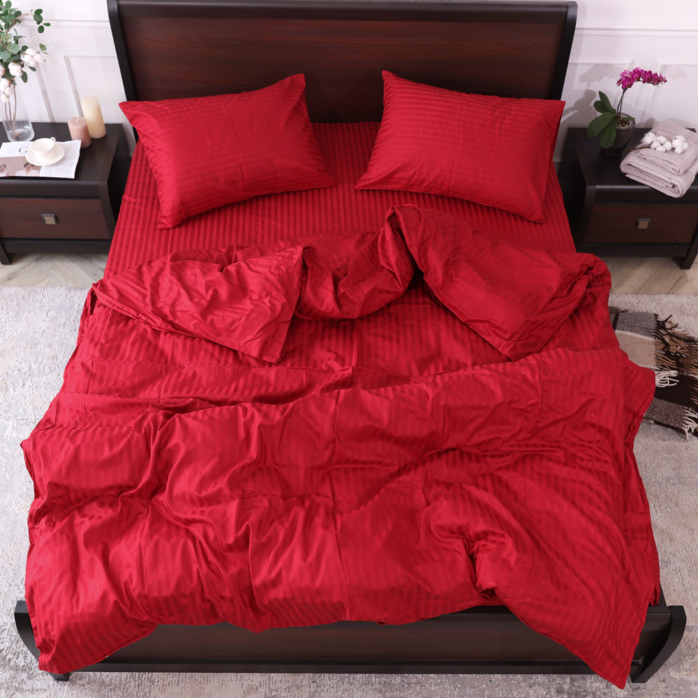 Евро макси набор постельного белья 200*220 из Страйп Сатина №19-1758 Черешенка™