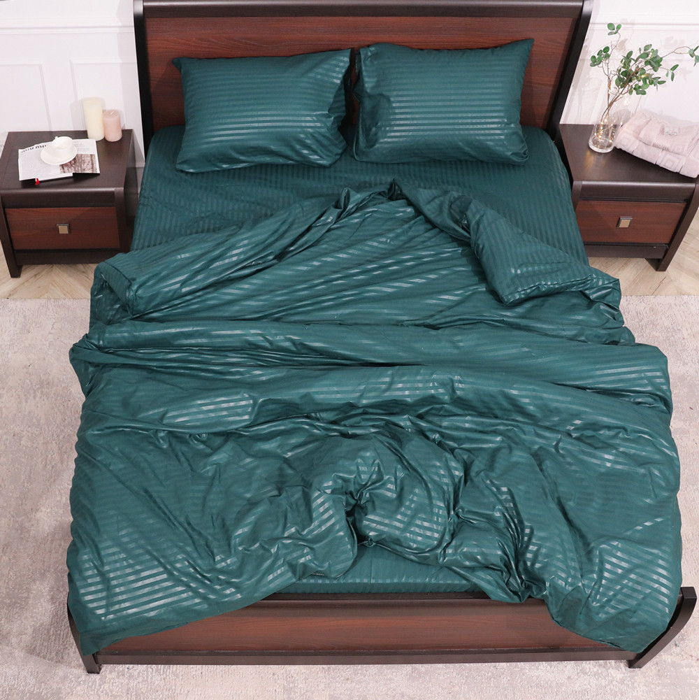 Двуспальный набор постельного белья 180*220 из микрофибры в полоску №2060011 Черешенка™