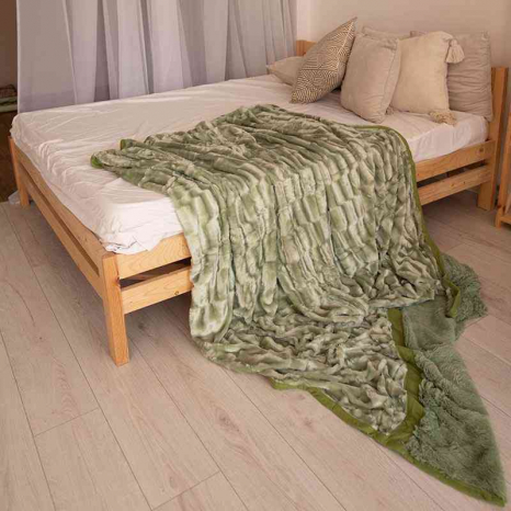 Двостороннє евро-максі покривало-плед "норка" (230*200) - зелене