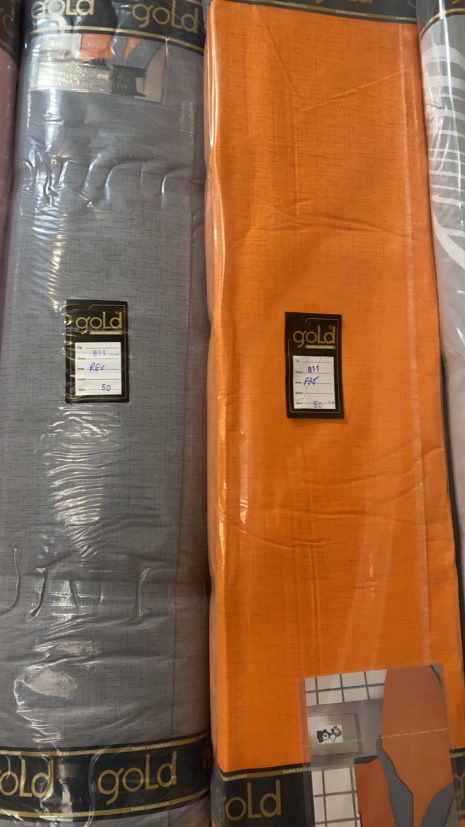 Тканина для постільної білизни Бязь "Gold" Lux однотонна GLgrey&orange (A+B) - (50м+50м)