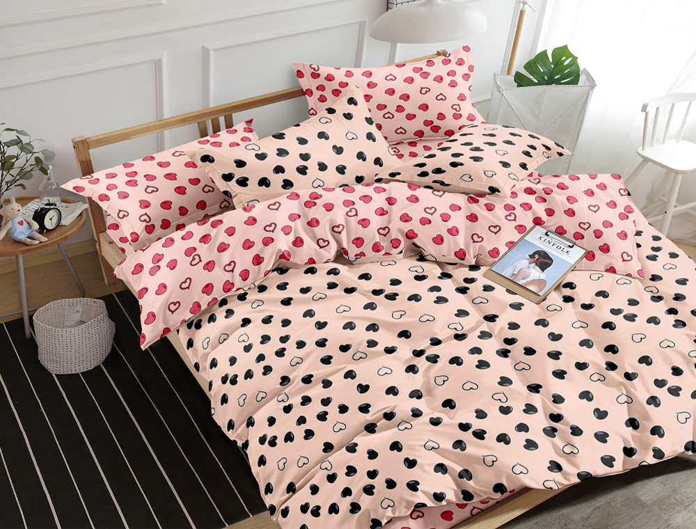 Двоспальний набір постільної білизни 180*220 із Сатину №1084AB Черешенка™