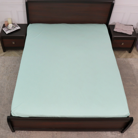 Простынь на резинке (180*200*25) с веточками, бирюзовая №2319