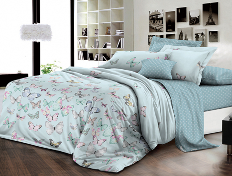 Полуторний набір постільної білизни 150*220 із Ранфорсу №18039AB Черешенка™