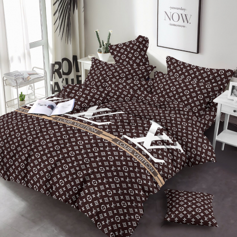 Тканина для постільної білизни Бязь "Gold" з логотипом LOUIS VUITTON GL3750brown